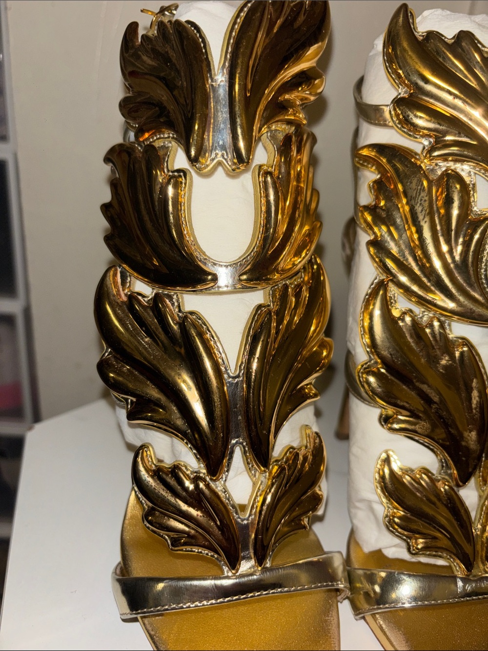 Giuseppe Zanotti Gold Leaf Embellished gold Sandals - Picture 9 of 11